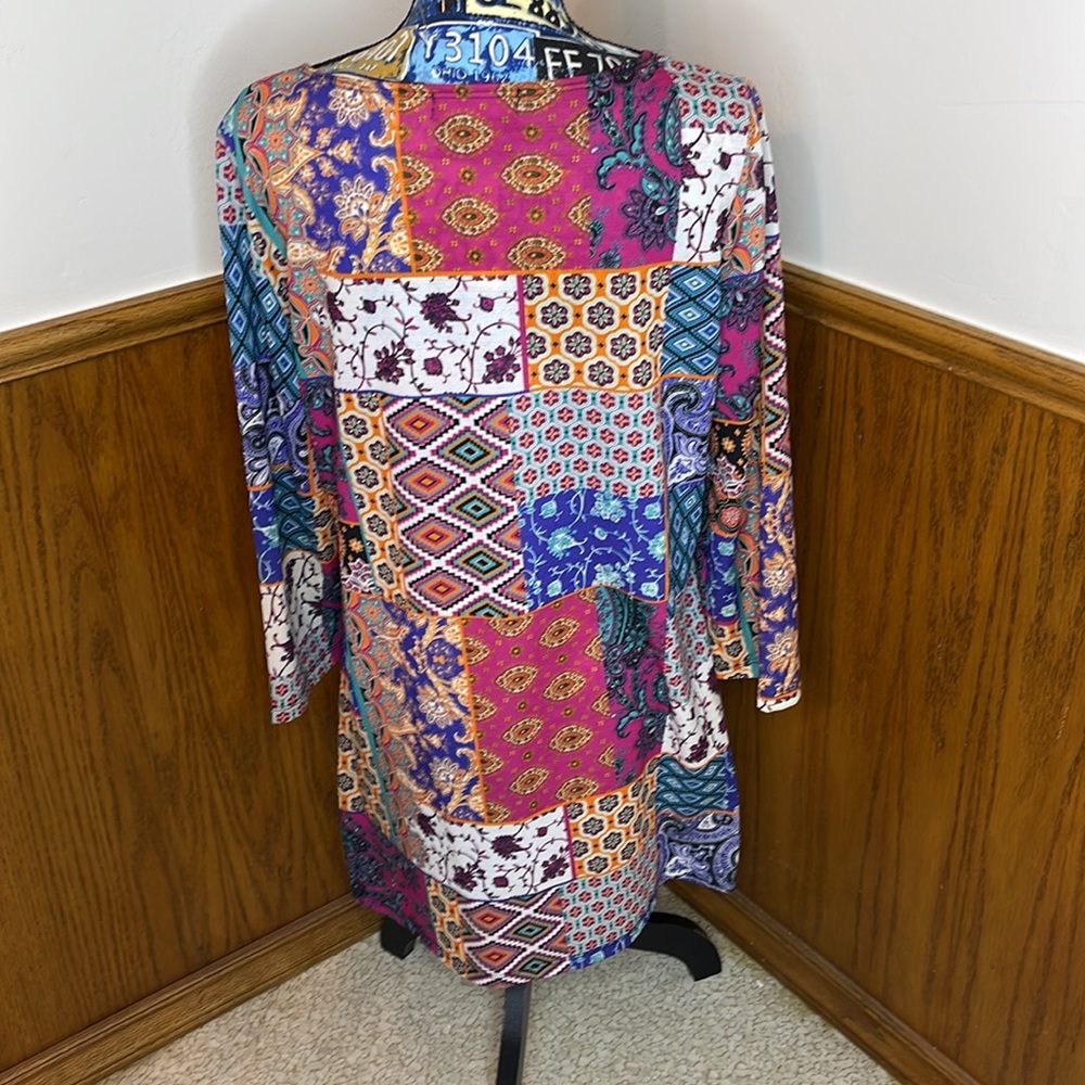 Travel Elements Patchwork Print Dress - image 2